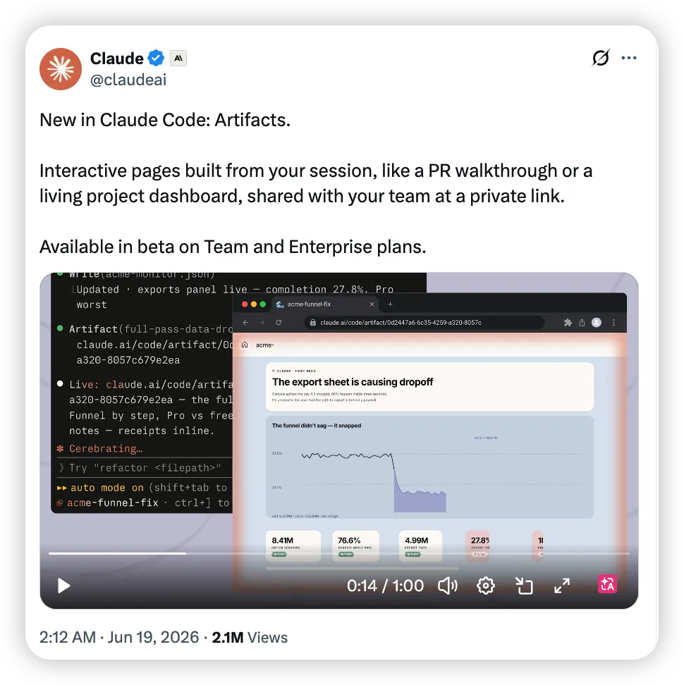 Featured image of post 终端开发秒变可交互、实时网页！Claude Code 刚刚更新：AI 编程进入看板协作时代